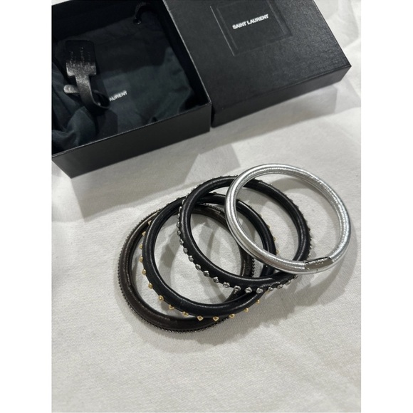Saint Laurent 4 Piece Studded Out Bangle set | Muti Studded types around Bangles - Picture 7 of 11